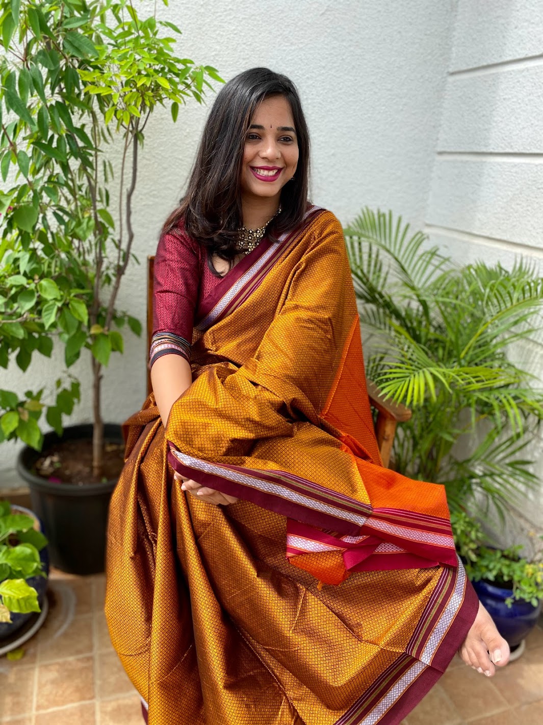 Contrast pallu khun saree