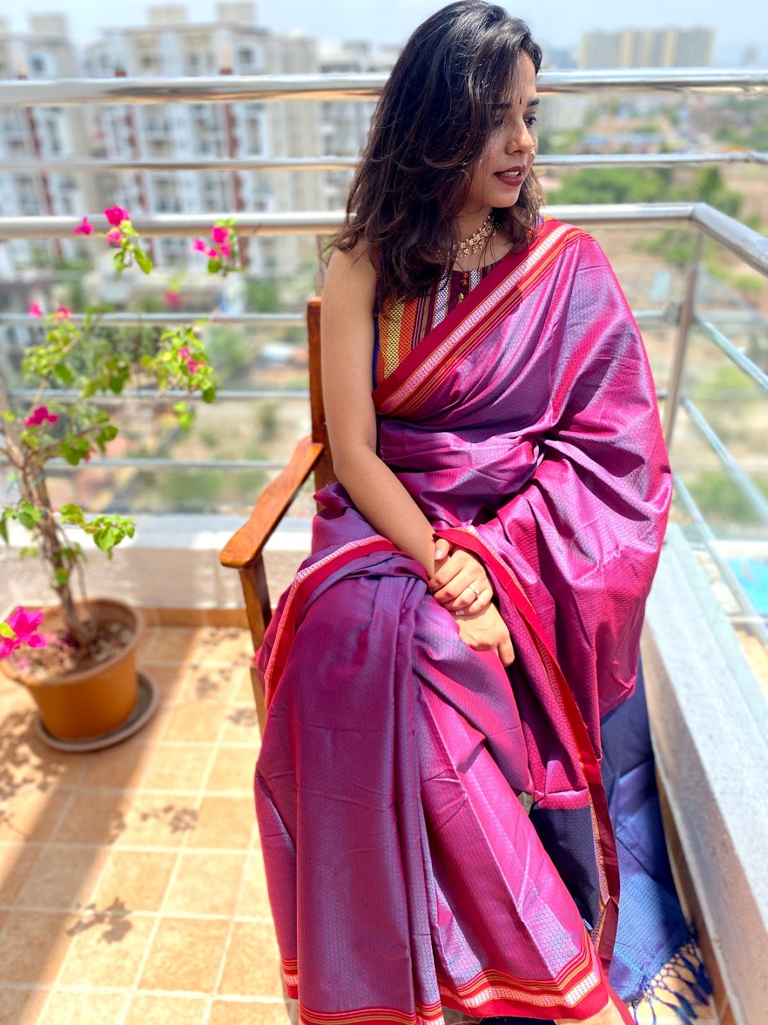 Contrast pallu khun saree