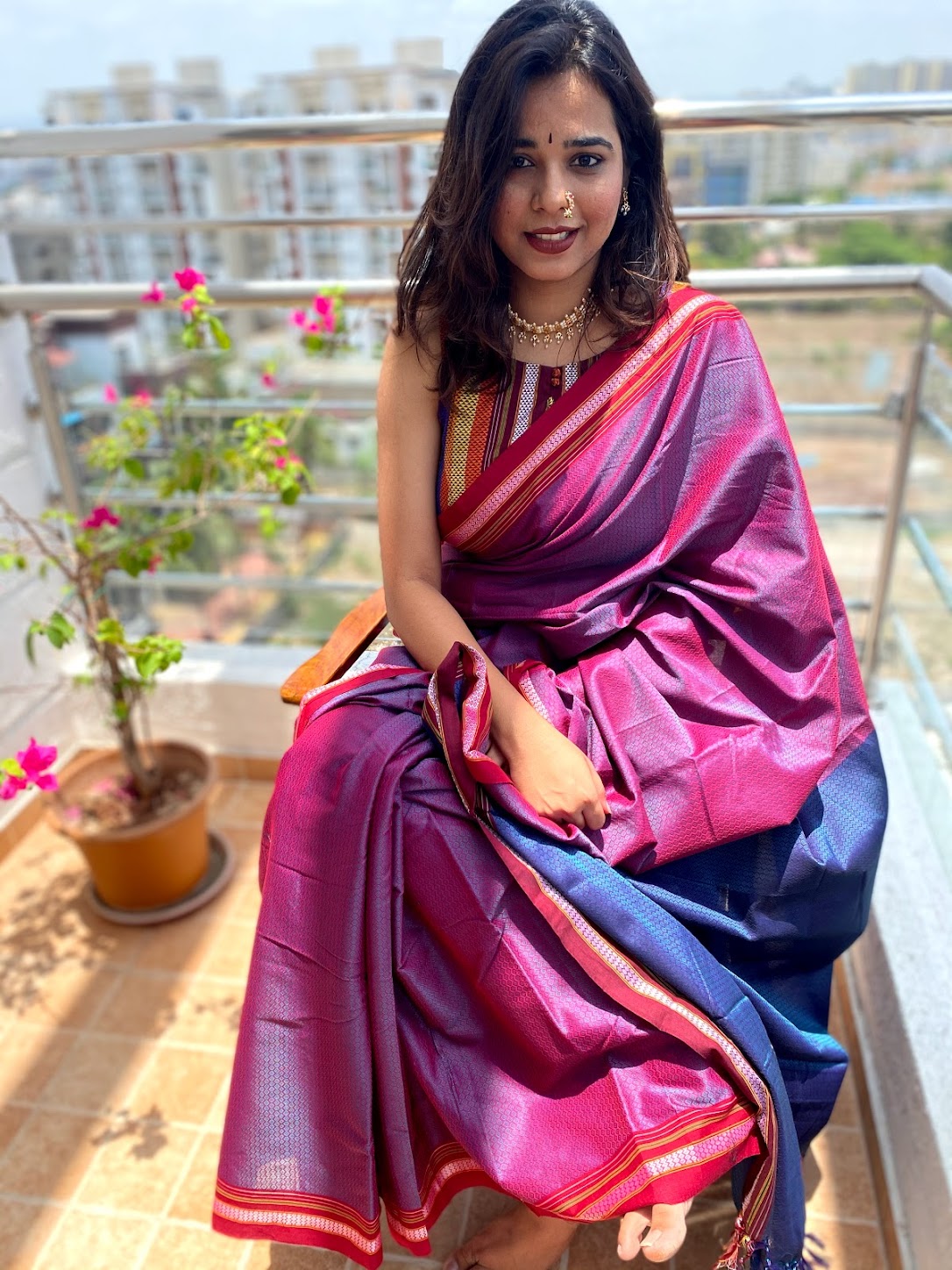 Contrast pallu khun saree