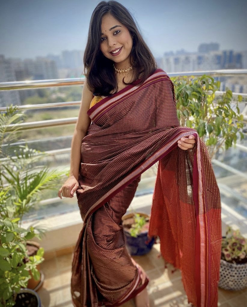 Chikki contrast pallu khun saree