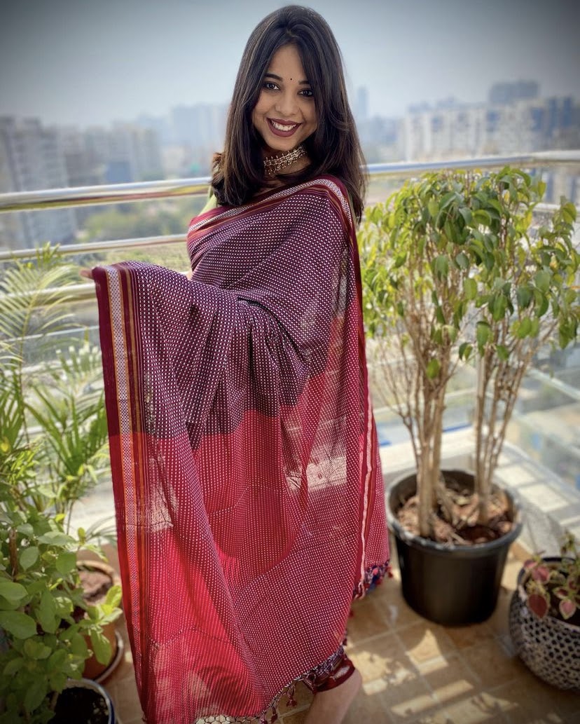 Chikki contrast pallu khun saree