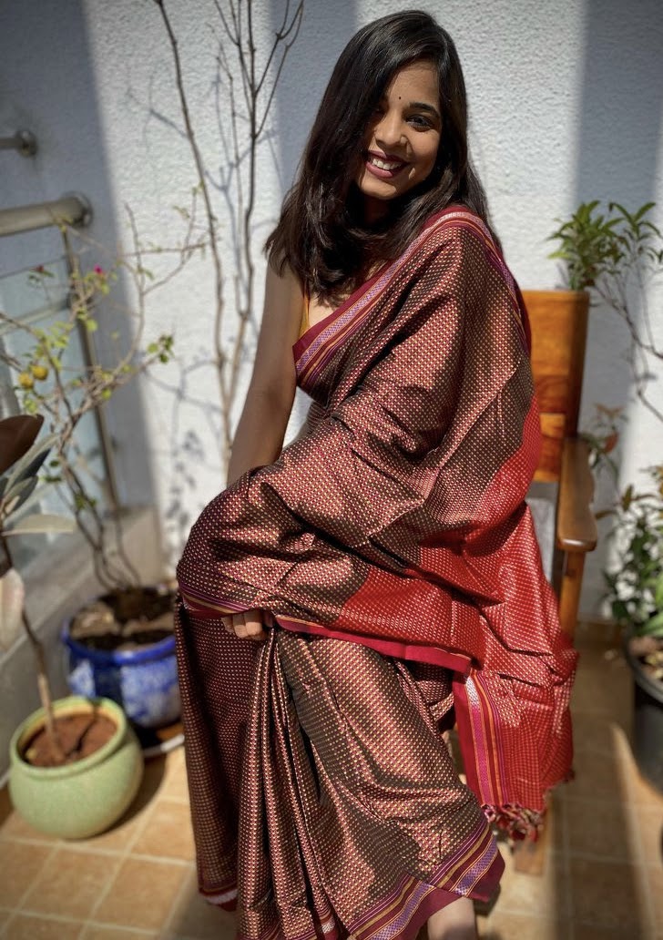 Chikki contrast pallu khun saree