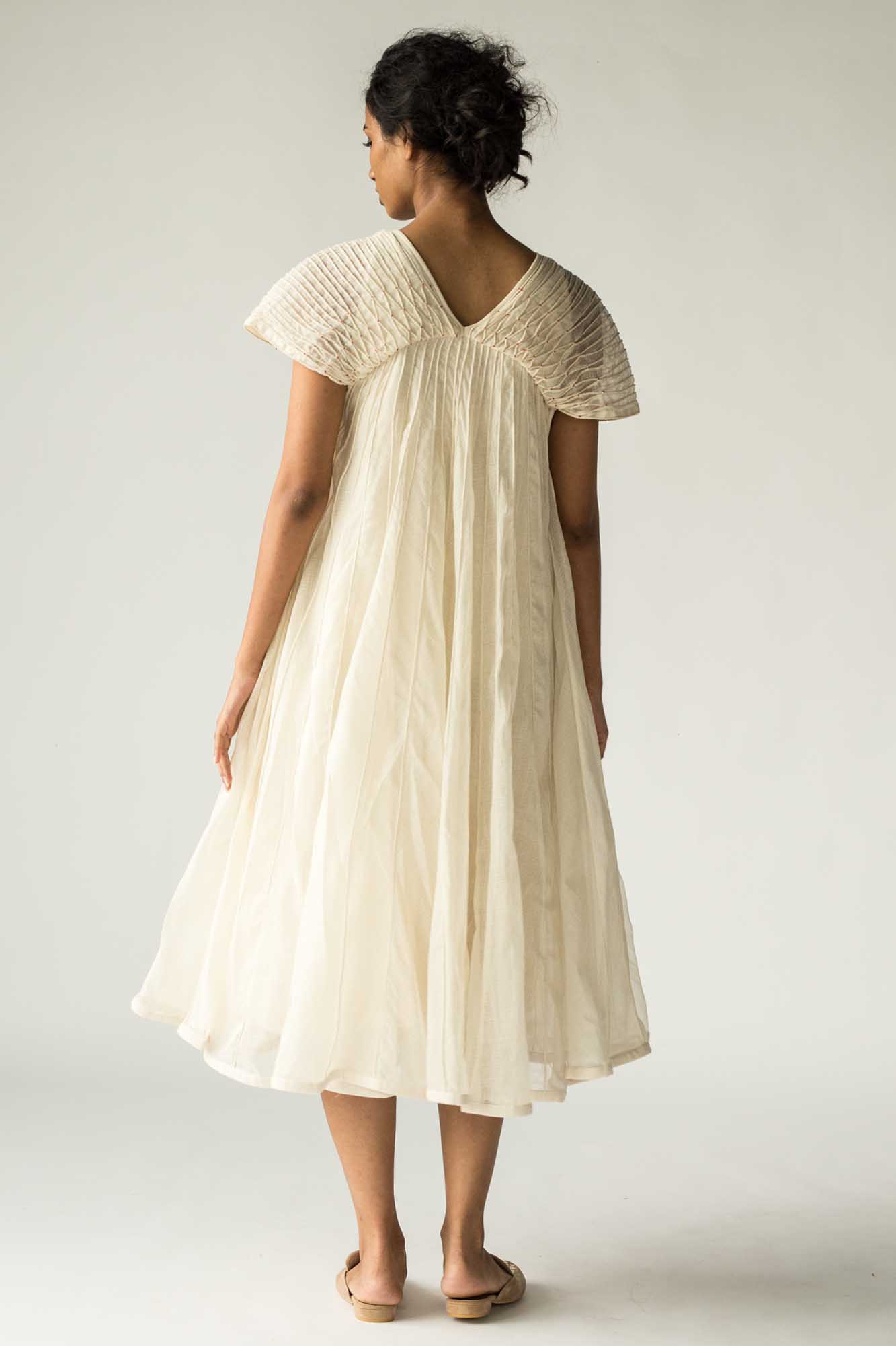 Raw White Relaxed Fit Yoke Dress