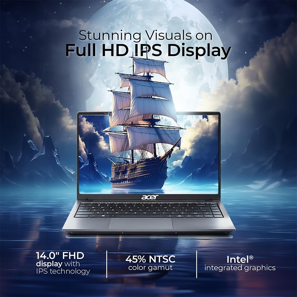 Acer Aspire 3 Laptop Graphite Shadow Intel Core i5-1235U 16GB RAM 512GB SSD 14 FHD IPS Display Intel Graphics Wi-Fi 6 Win11 Home A324-51 Backlit Keyboard 145 kg