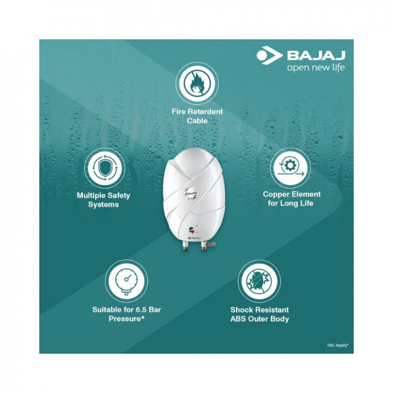 Bajaj Splendora 3 Litre 3KW IWH Instant Water Heater Geyser White