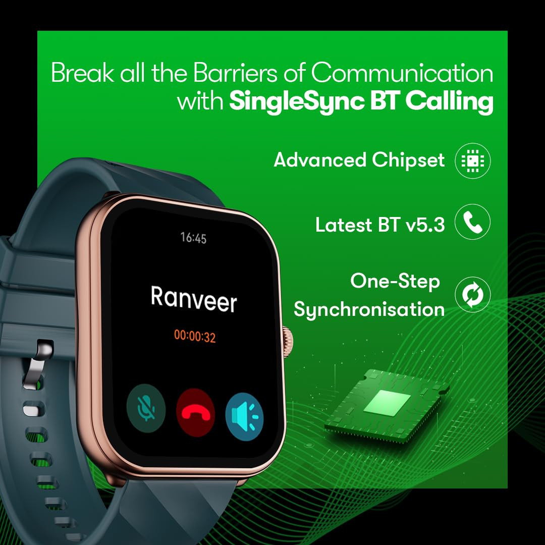 Fastrack Pulse Max Smartwatch 191 HD Display 700 Nits Brightness SingleSync BT Calling 100 Sports Modes Auto Stress Monitor IP68 Rated Carbon Black