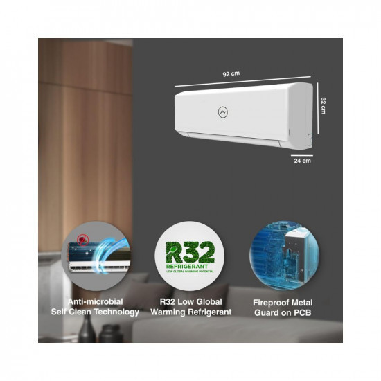 Godrej PolarCool 15T 3-Star Fixed Speed Split AC 4-Way Air Swing Copper Anti-Dust Filter 2023 Model White