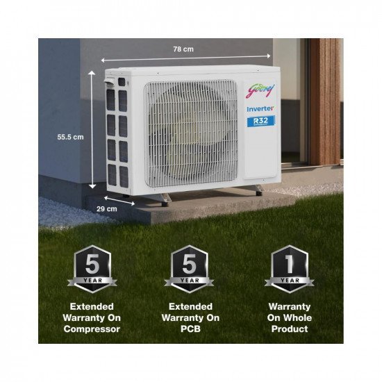 Godrej PolarCool 15T 3-Star Fixed Speed Split AC 4-Way Air Swing Copper Anti-Dust Filter 2023 Model White