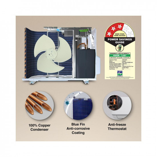 Godrej PolarCool 15T 3-Star Fixed Speed Split AC 4-Way Air Swing Copper Anti-Dust Filter 2023 Model White