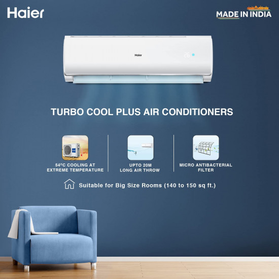 Haier 15 Ton 2 Star Fixed Speed Split AC Copper Antibacterial Filter 2023 Model HSU18T-TQS2BE-FS White