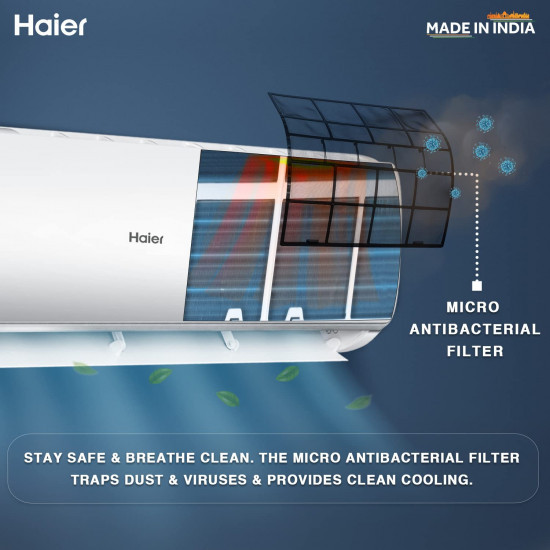Haier 15 Ton 2 Star Fixed Speed Split AC Copper Antibacterial Filter 2023 Model HSU18T-TQS2BE-FS White