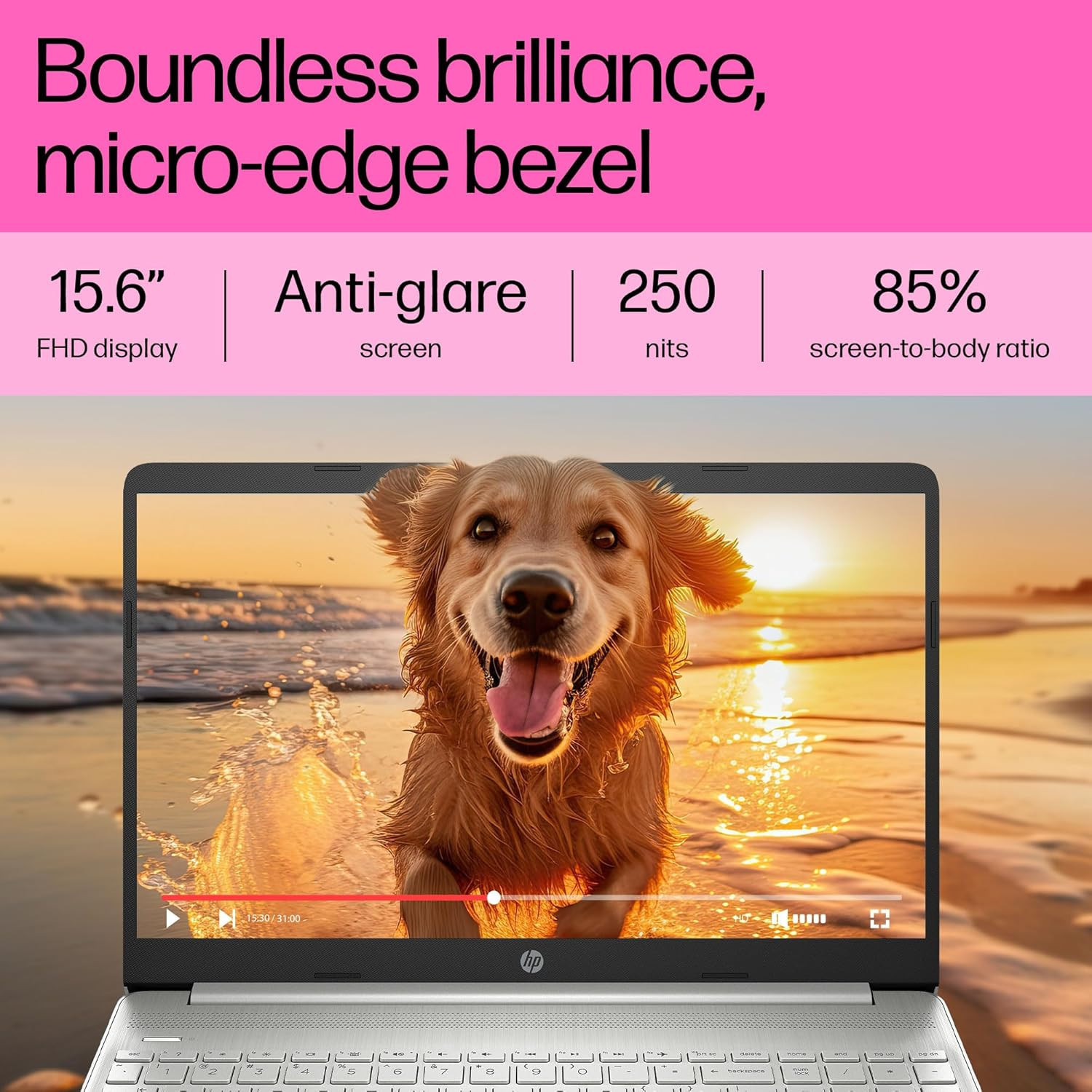 HP 15 Laptop Lunar Silver AMD Ryzen 3 7320U 8GB RAM 512GB SSD 156 FHD Display Backlit Keyboard Windows 11 MS Office 2021 FC0026AU 159 kg
