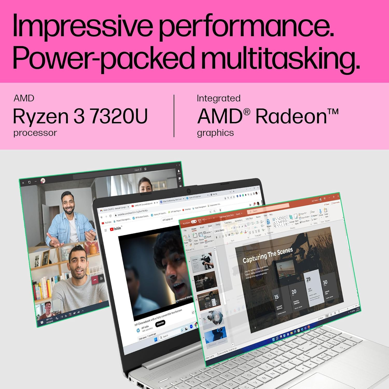HP 15 Laptop Lunar Silver AMD Ryzen 3 7320U 8GB RAM 512GB SSD 156 FHD Display Backlit Keyboard Windows 11 MS Office 2021 FC0026AU 159 kg