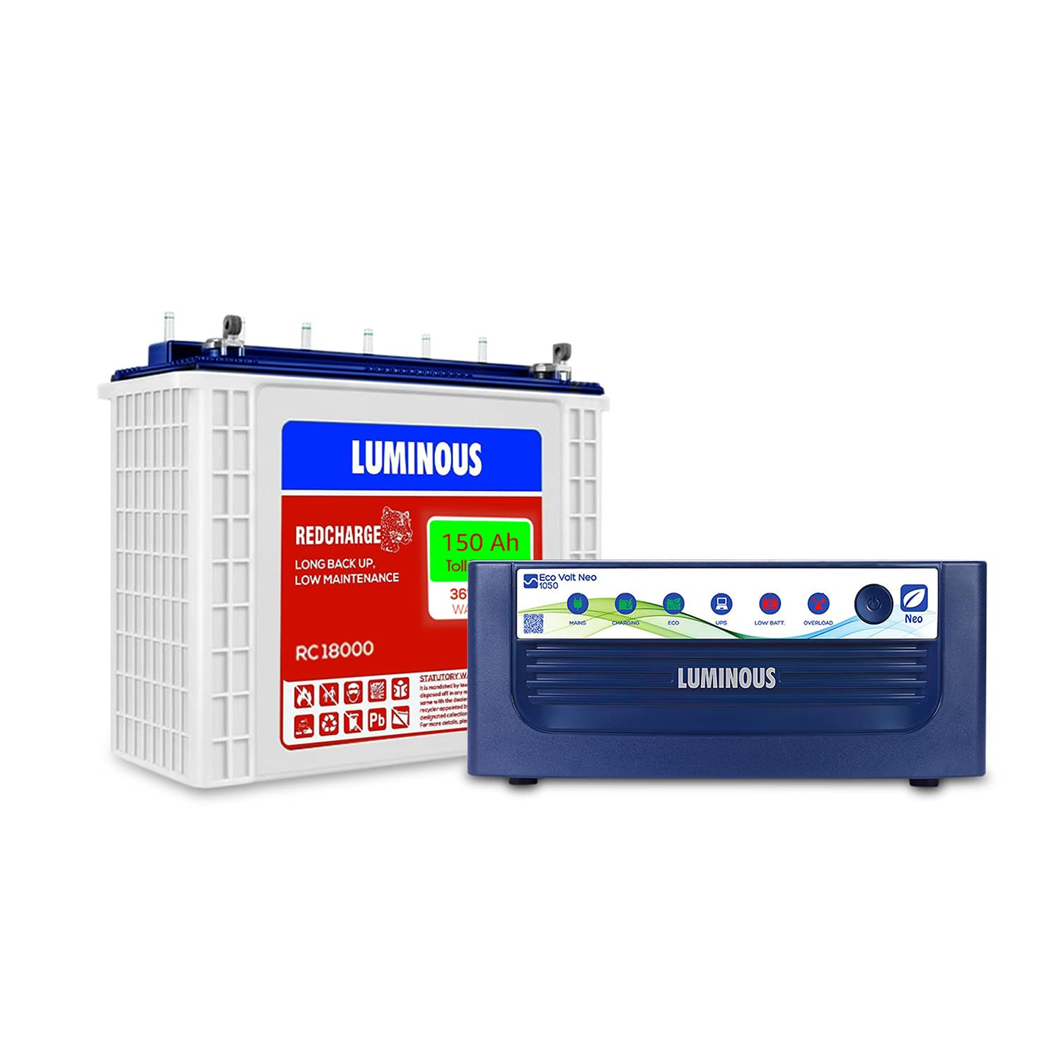 Luminous PowerHub 1050 Combo 900VA Inverter 150Ah Battery