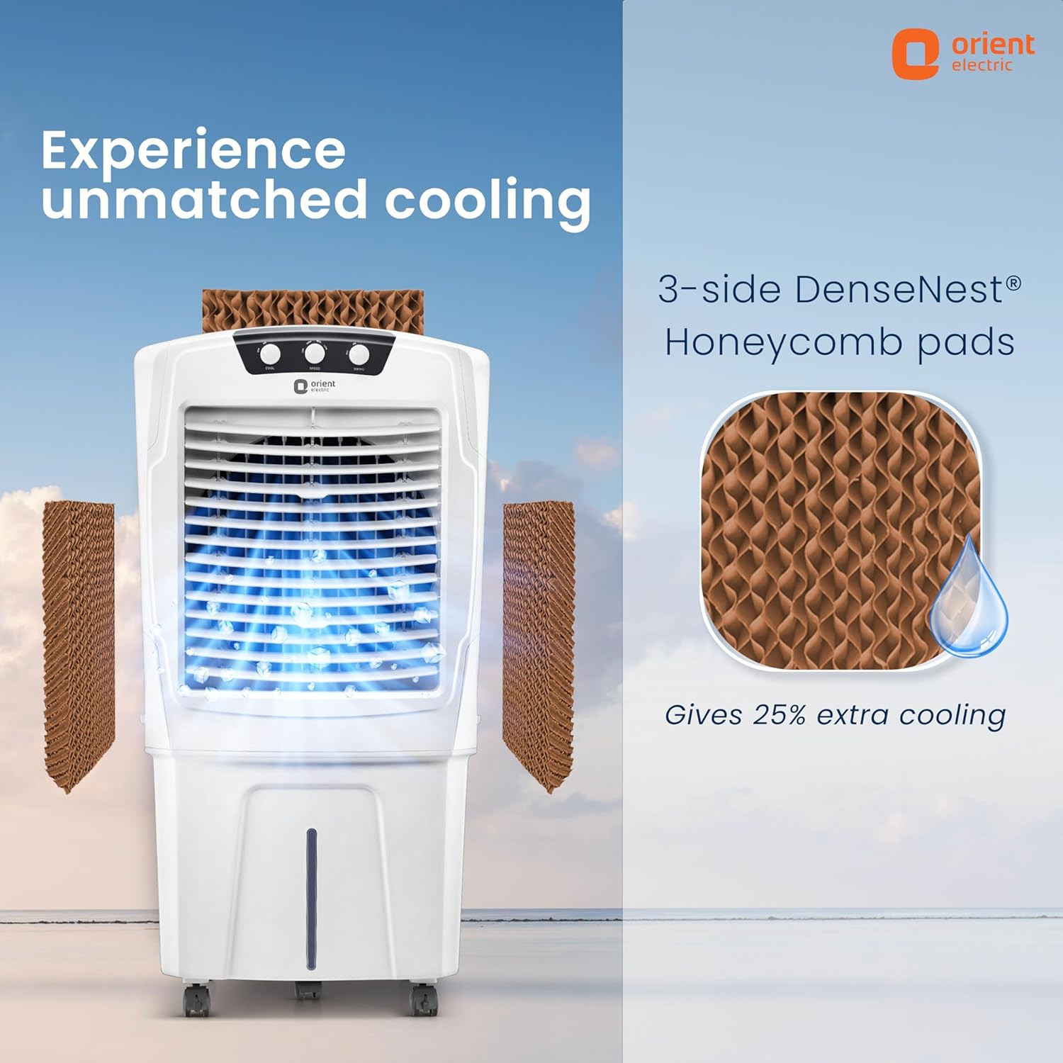 Orient Electric Aerostorm 92 L Desert Air Cooler For Home Densenest Honeycomb Pads For More Cooling Inverter Compatible 4000 Mch High Air Delivery Auto-Fill Feature Air Cooler For Room White