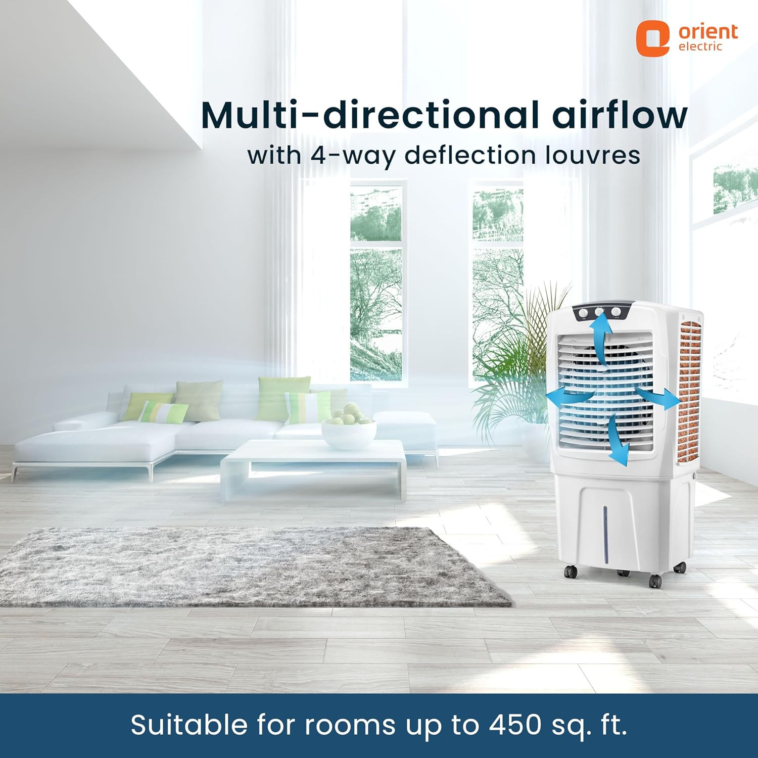 Orient Electric Aerostorm 92 L Desert Air Cooler For Home Densenest Honeycomb Pads For More Cooling Inverter Compatible 4000 Mch High Air Delivery Auto-Fill Feature Air Cooler For Room White