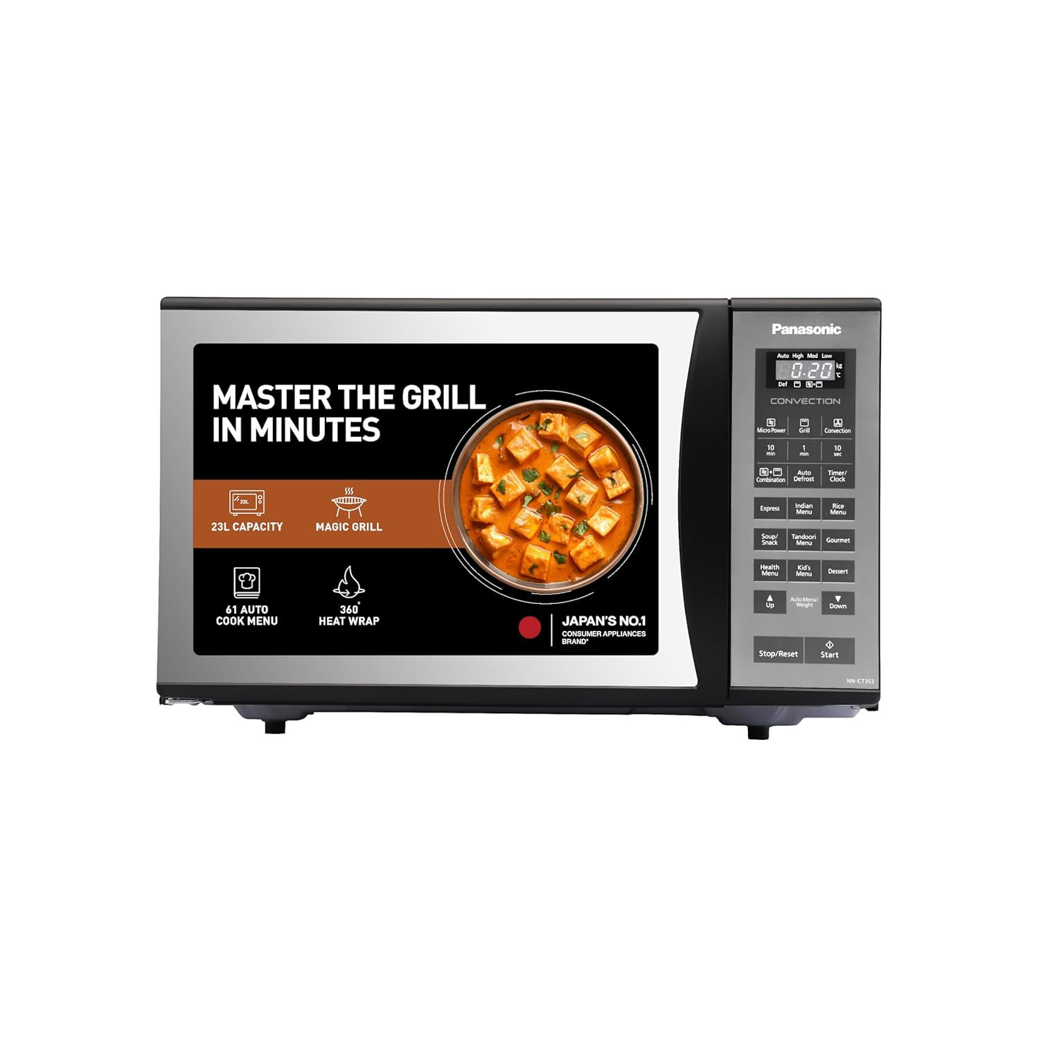 Panasonic NNCT35MBFDG nearly identical to NNCT353BFDG 23L stainless cavity Magic Grill convection 360 HeatWrap 61 auto cook menus