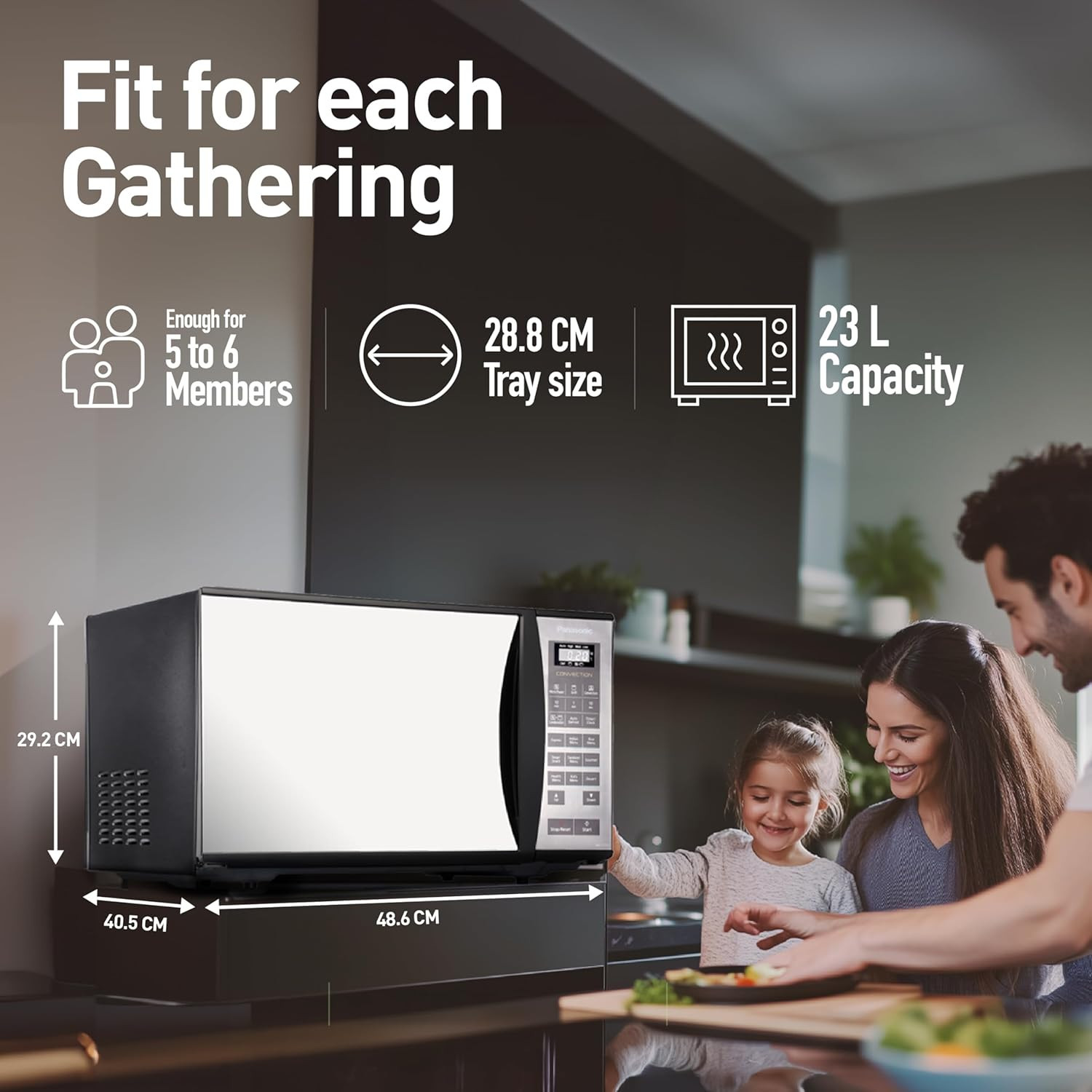 Panasonic NNCT35MBFDG nearly identical to NNCT353BFDG 23L stainless cavity Magic Grill convection 360 HeatWrap 61 auto cook menus