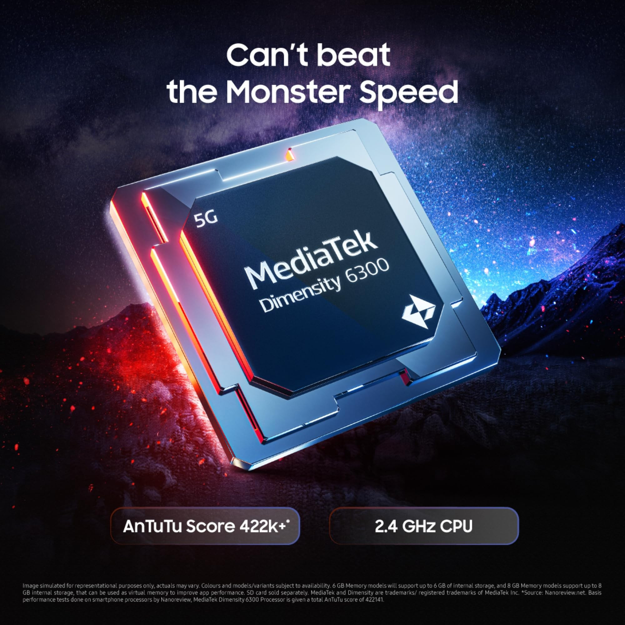 Samsung Galaxy M16 5G Aqua Mist 6GB RAM 128GB Storage MediaTek Dimensity 6300 AnTuTu Score 422K Super AMOLED Display 25W Fast Charging 6 Years of OS Updates Charger Not Included