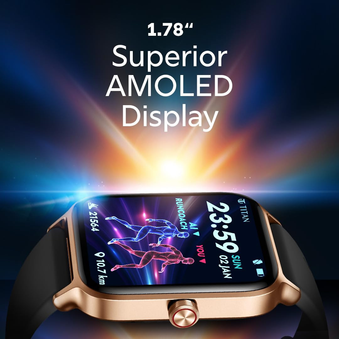 Titan Expedition Smartwatch 178 AMOLED Display FitVerse Engine Built-in GPS BT Calling Alexa Music Storage Body Energy Tracker