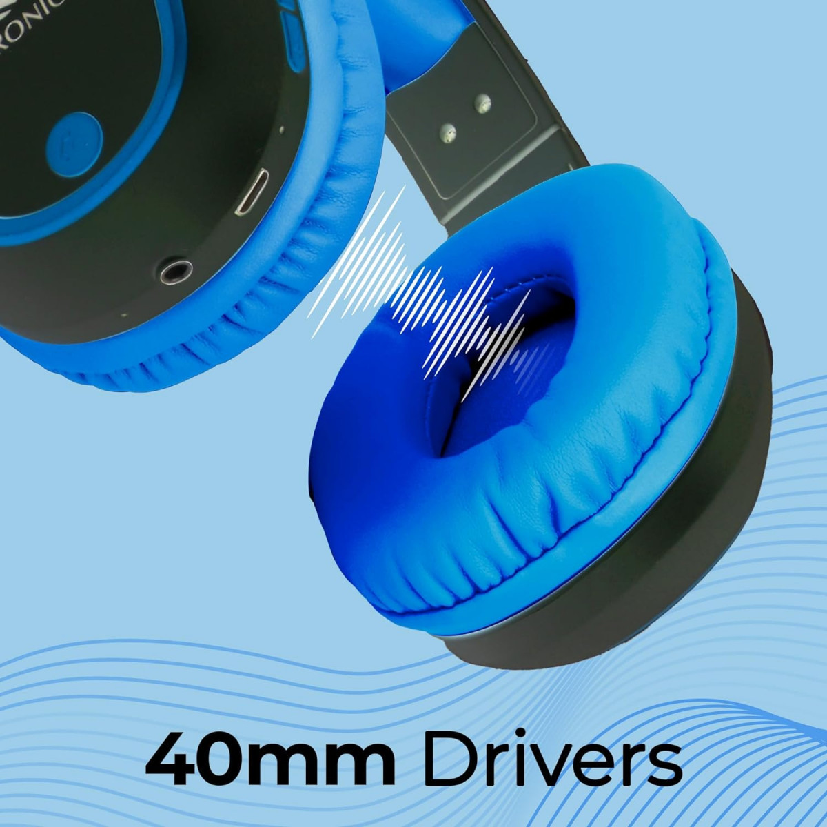 Zebronics Thunder Wireless Over-Ear Headphones Bluetooth 53 Ocean Blue Deep Bass Built-in Mic Long Battery Life