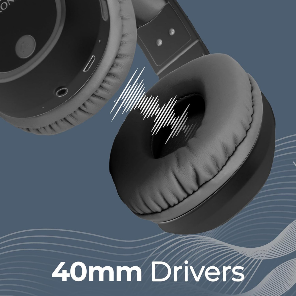 Zebronics Thunder Bluetooth 53 Over-Ear Wireless Headphones Midnight Black Deep Bass Foldable Design Voice Assistant Support