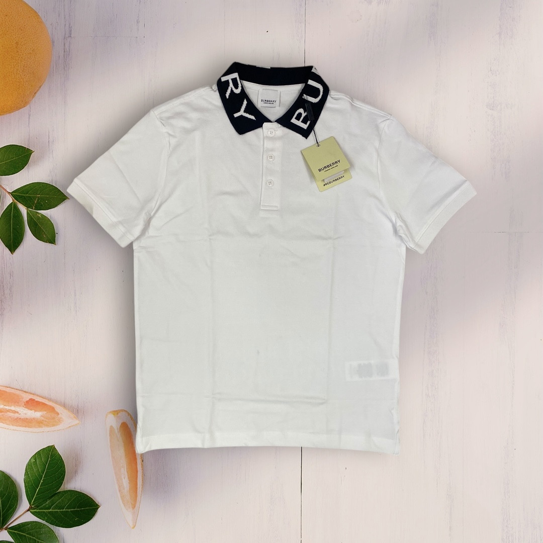 Burberry White Black Collar