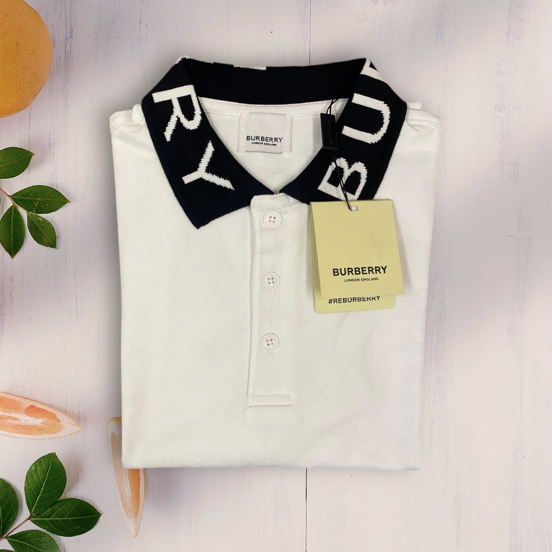 Burberry White Black Collar