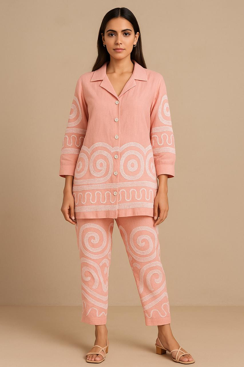 Baby Pink Embroidered Co-ord Set