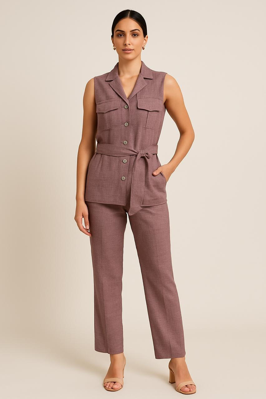 BROWN CO-ORD SET SLEEVELESS