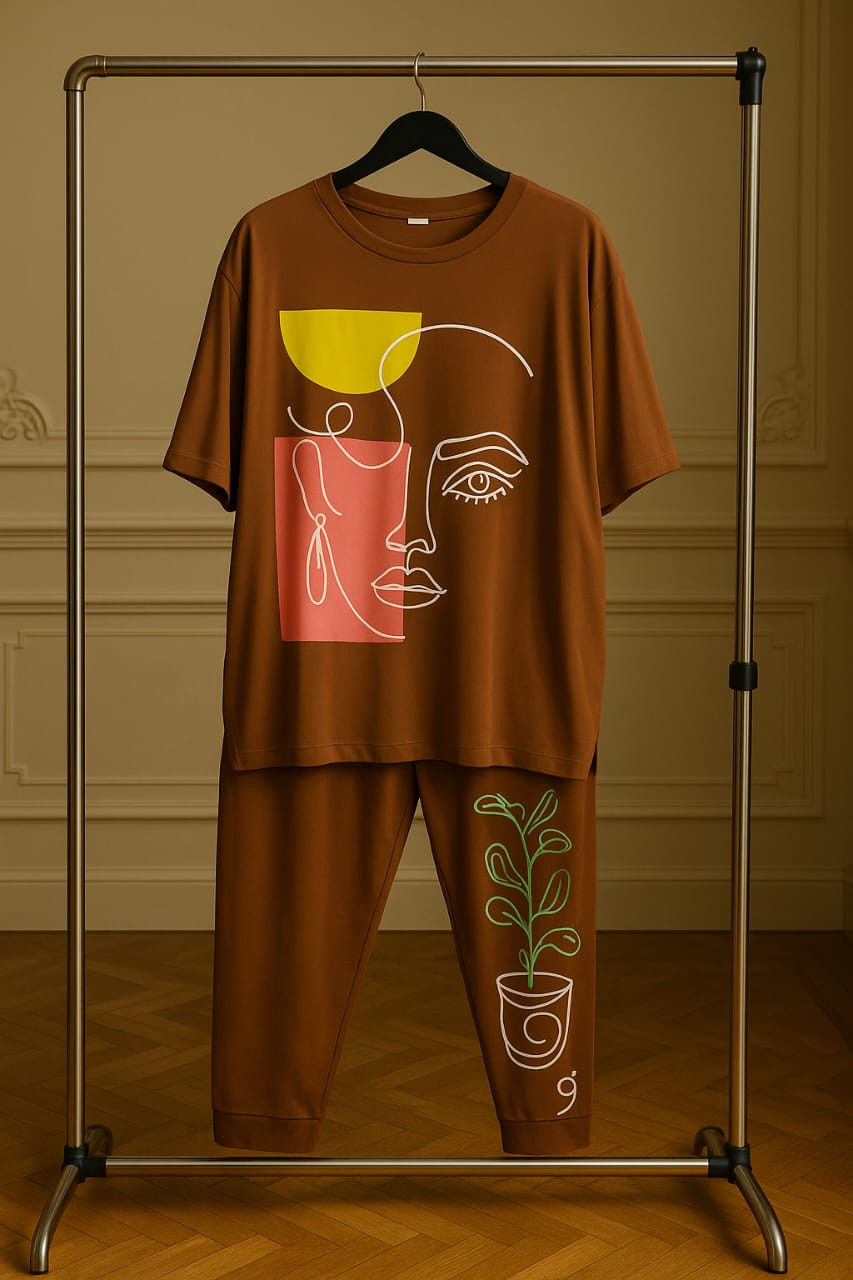 BROWN PRINTED CO-ORD SET