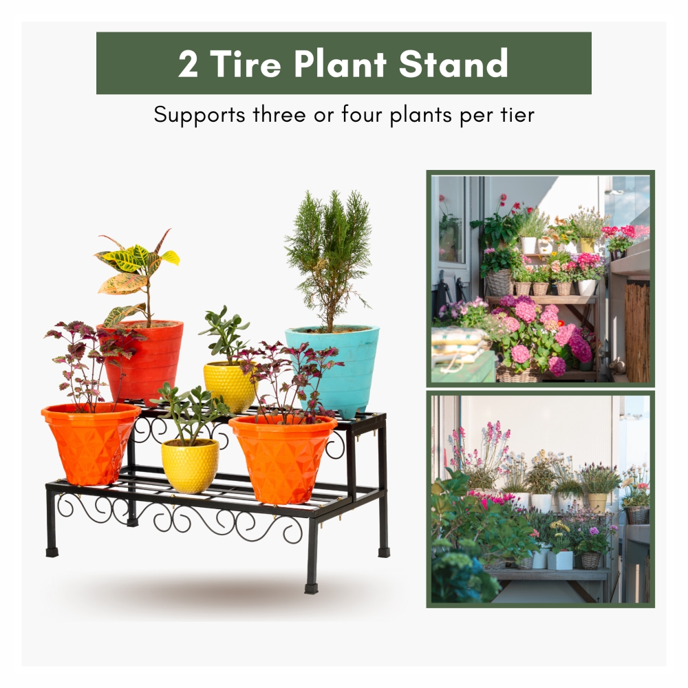 Buy 2 Tier Metal Plant Stand Online | Flower Pot Stand For Indoor ...