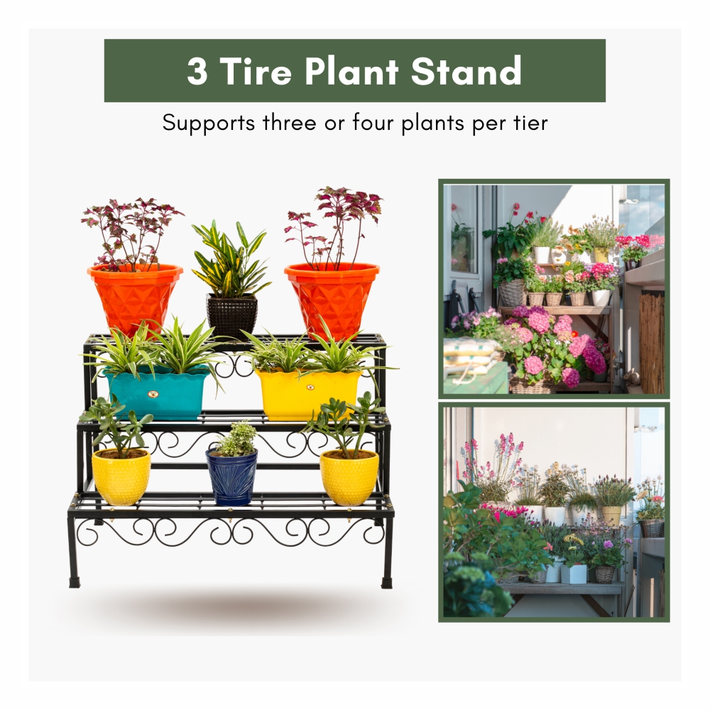 Buy 3 Tier Metal Plant Stand Online | Flower Pot Stand For Indoor ...
