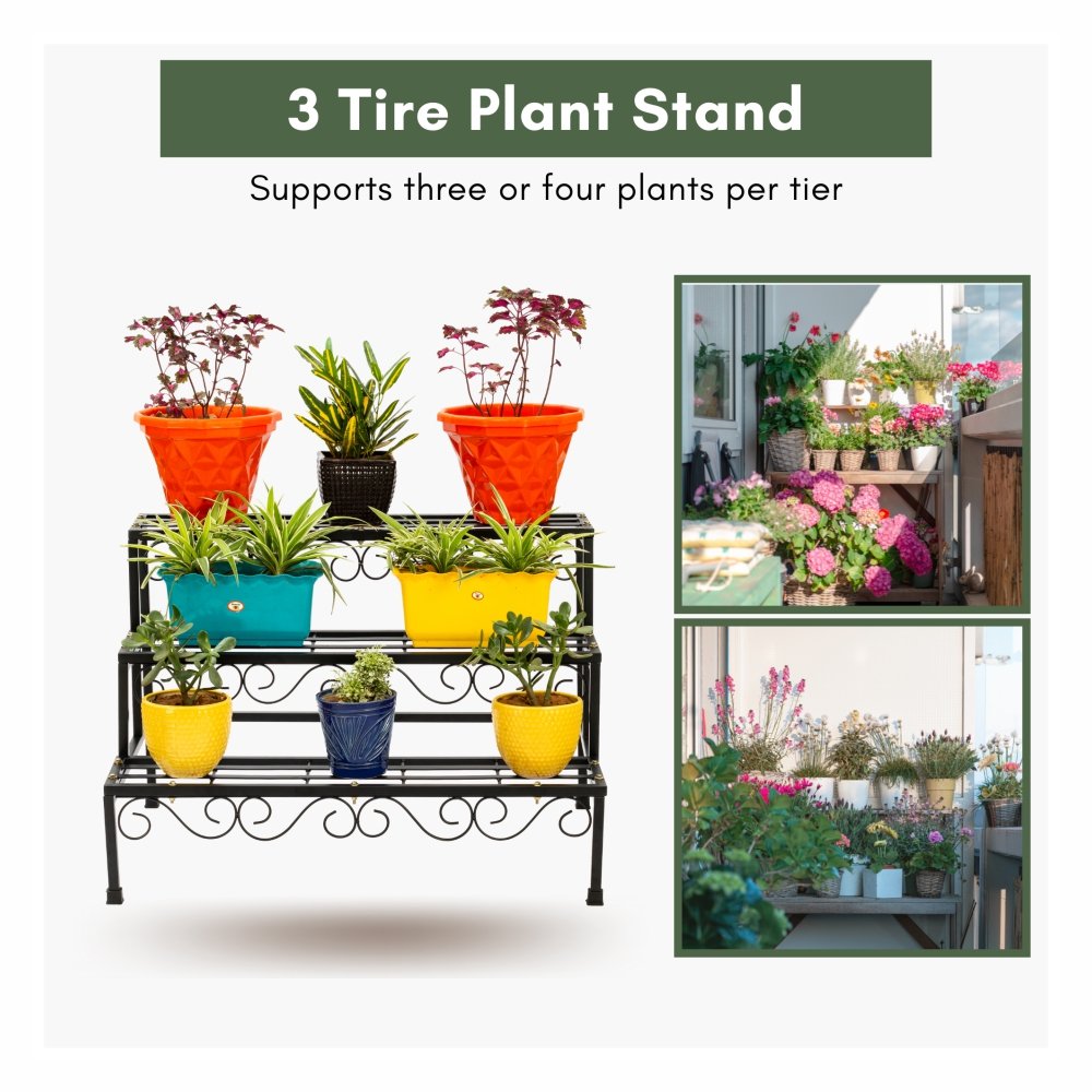 Buy 3 Tier Metal Plant Stand Online | Flower Pot Stand For Indoor ...