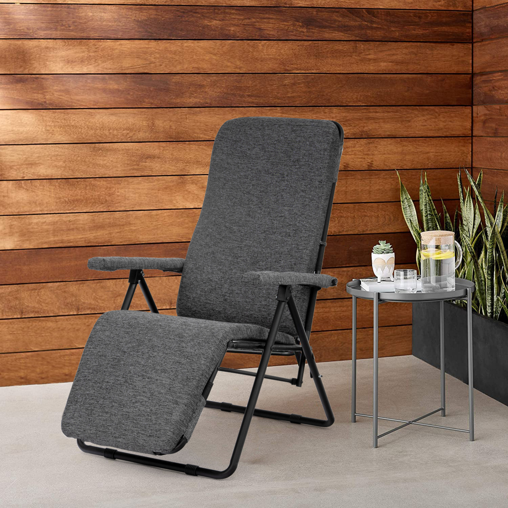 Equal Folding Adjustable Recliner Chair with Cushion Gray