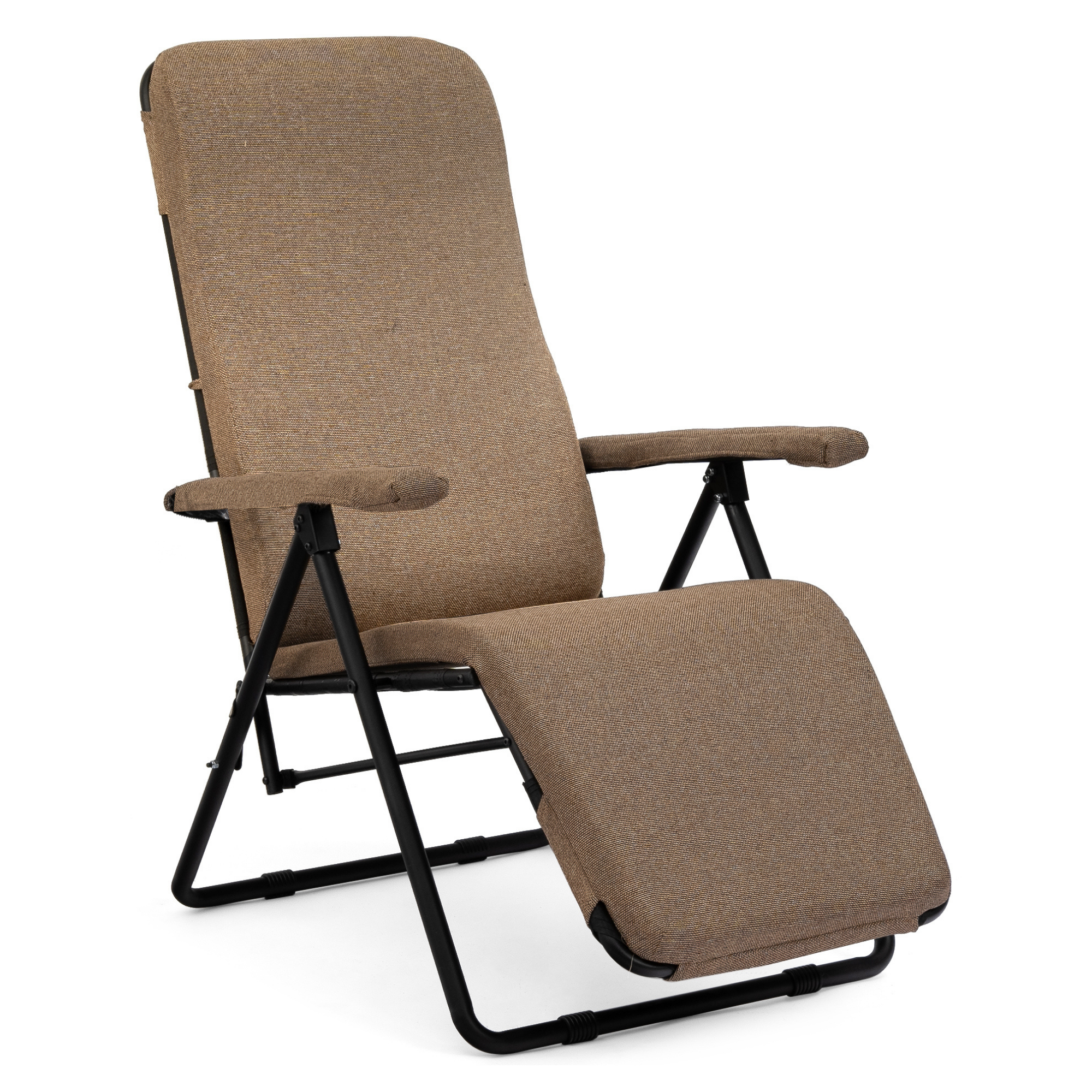 Equal Folding Adjustable Recliner Chair with Cushion Brown