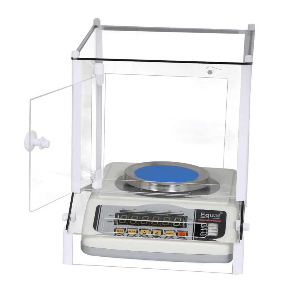 EQUAL Gold Scale Display Front Back With Windshield - 1000g 10mg