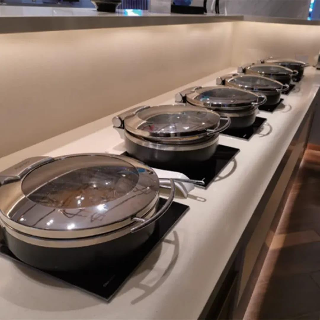 2kW Induction Buffet Warmer  Heavy Duty Built-in Warmer with Control Panel  Crystal Plate  8 Levels  Commercial Kitchen Use  Sqaure Shaped