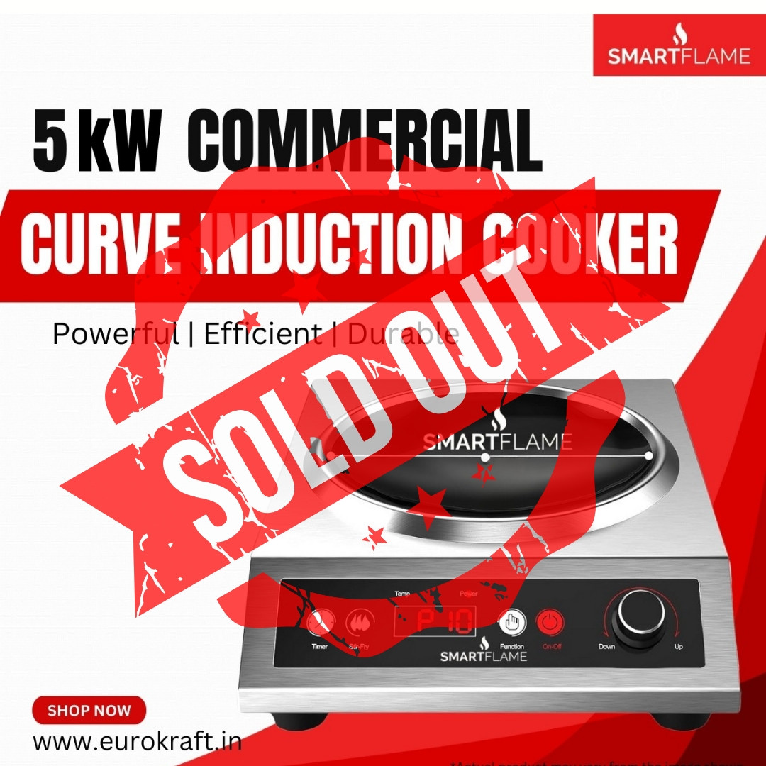 SMARTFLAME 5kW Curve Sunken Commercial High Power Induction Cooker Concave Base Cooktop Radiant Silver