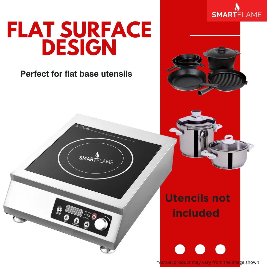 Smartflame 35kW Commercial High Power Induction Cooker Flat Base Cooktop
