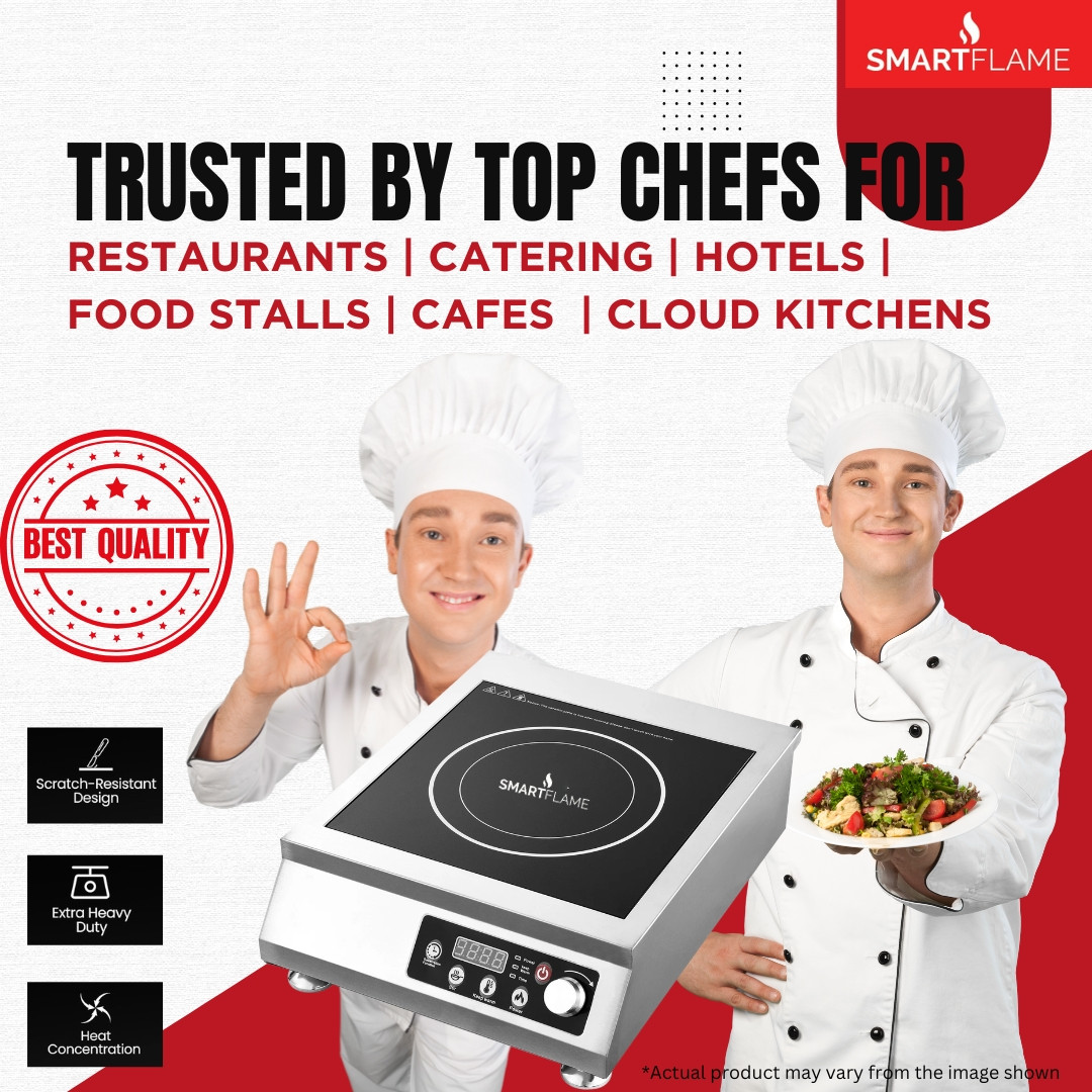Smartflame 35kW Commercial High Power Induction Cooker Flat Base Cooktop