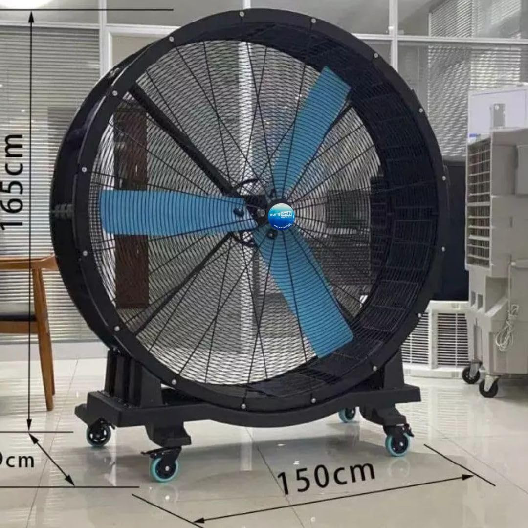 EUROKRAFT BLDC 60 Inch 3 Blade HVLS Mobile Drum Fan Gym Fan Floor Fan