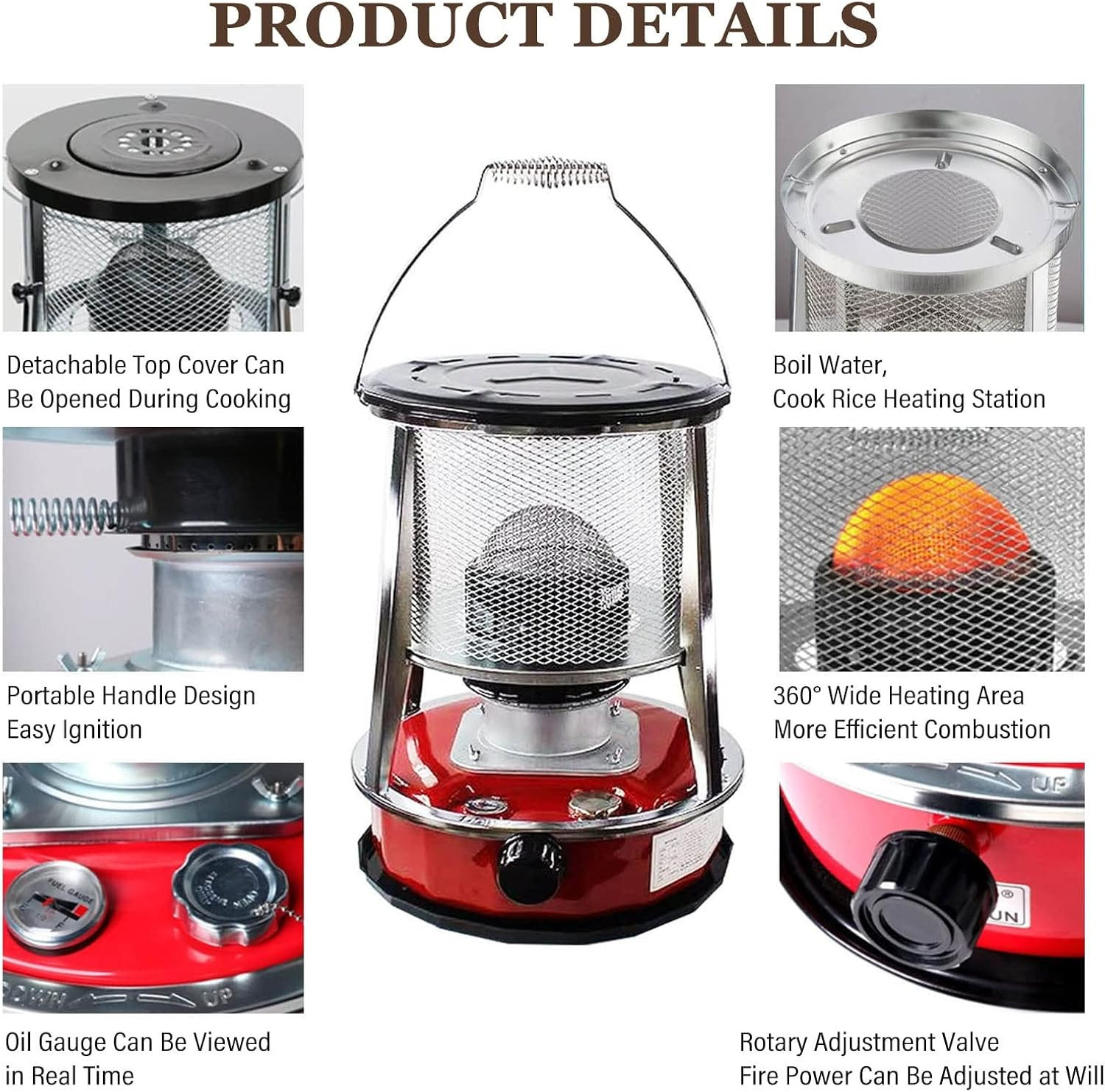 Tonysun Red Kerosene Heater 5litre Tank Capacity 9200BTU 2300 KCal 025LHr Kerosene Heater Portable