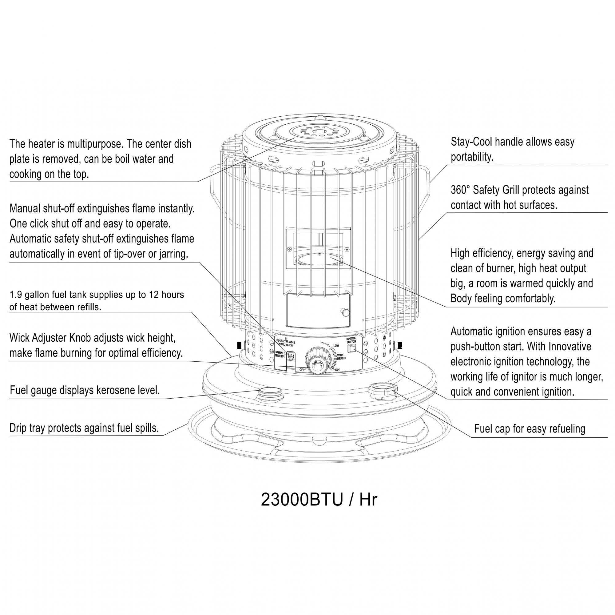 Smartflame Kerosene Space Convection Heater 23000 BTU SF-23K