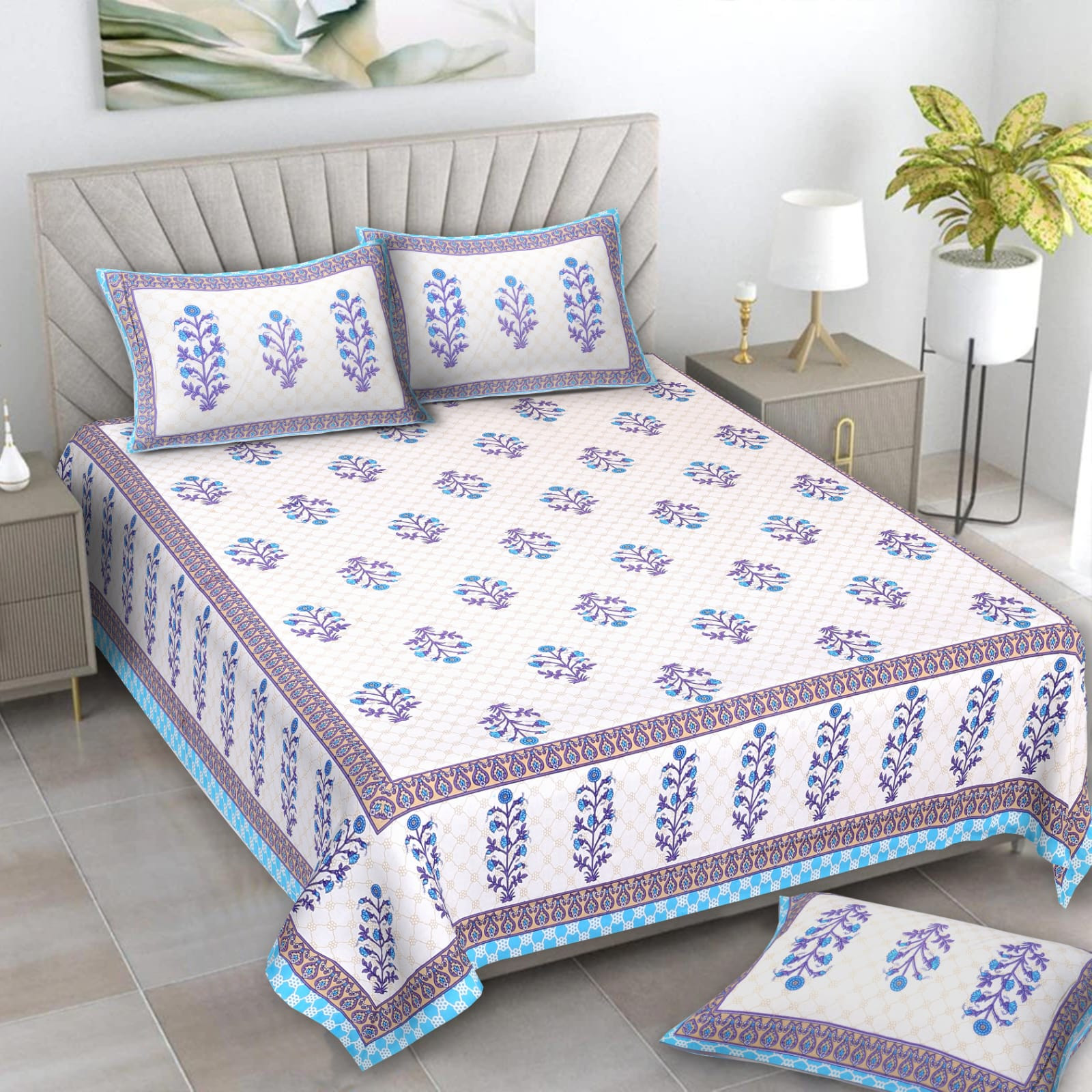Alexa Pure Cotton Double Bedsheet
