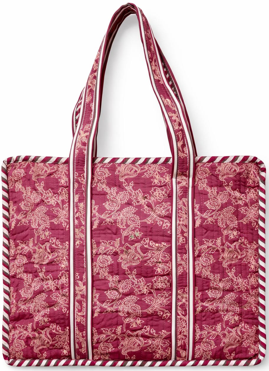 Grey  Mustard Safari Print Quilted Cotton Reversible Tote Bag with Zipper