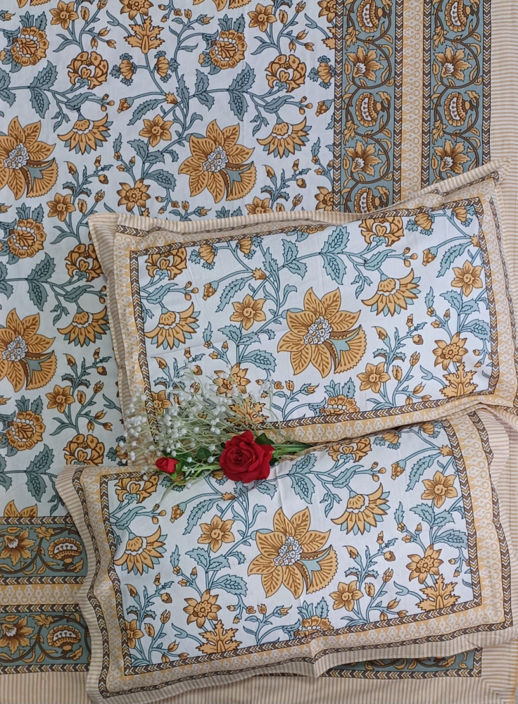 Image of Royal King Size Bedsheet in Pure Cotton | 108×108 Inch Large Bed Sheet