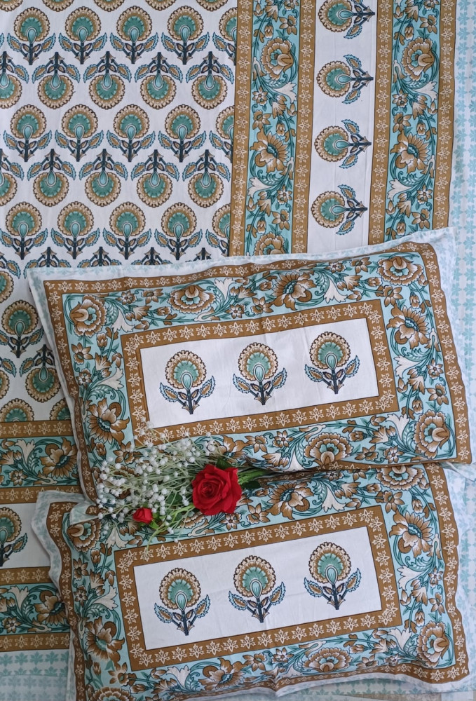 Image of Royal King Size Bedsheet in Pure Cotton | 108×108 Inch Large Bed Sheet