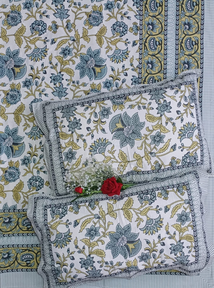 Image of Royal King Size Bedsheet in Pure Cotton | 108×108 Inch Large Bed Sheet