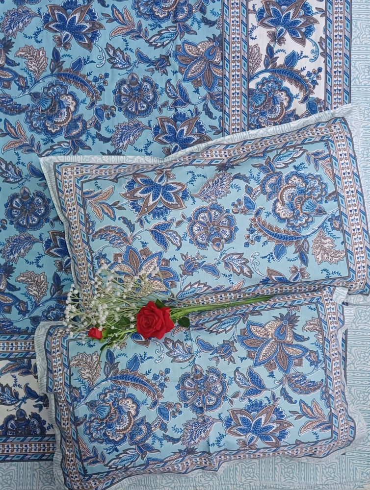 Image of Royal King Size Bedsheet in Pure Cotton | 108×108 Inch Large Bed Sheet